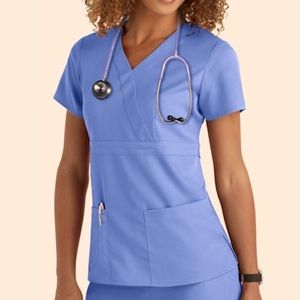 3 Pocket Mock Wrap Top